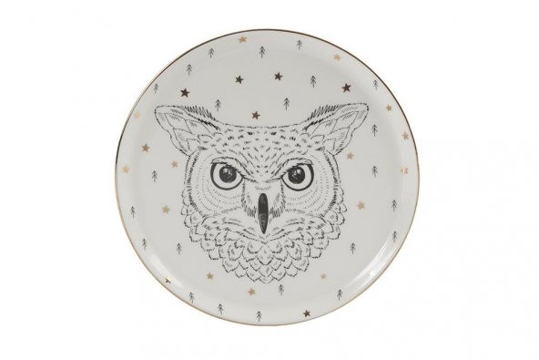 Porland Forest Owl Düz Tabak 20cm