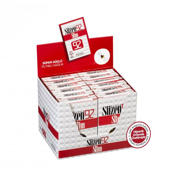 Süzen 92 Slim&Ultra Slim Sigara Filtresi Ağızlık 12X30'Luk Paket 12 X (27 Slim Filtre+3 Ultra Slim Adaptör)
