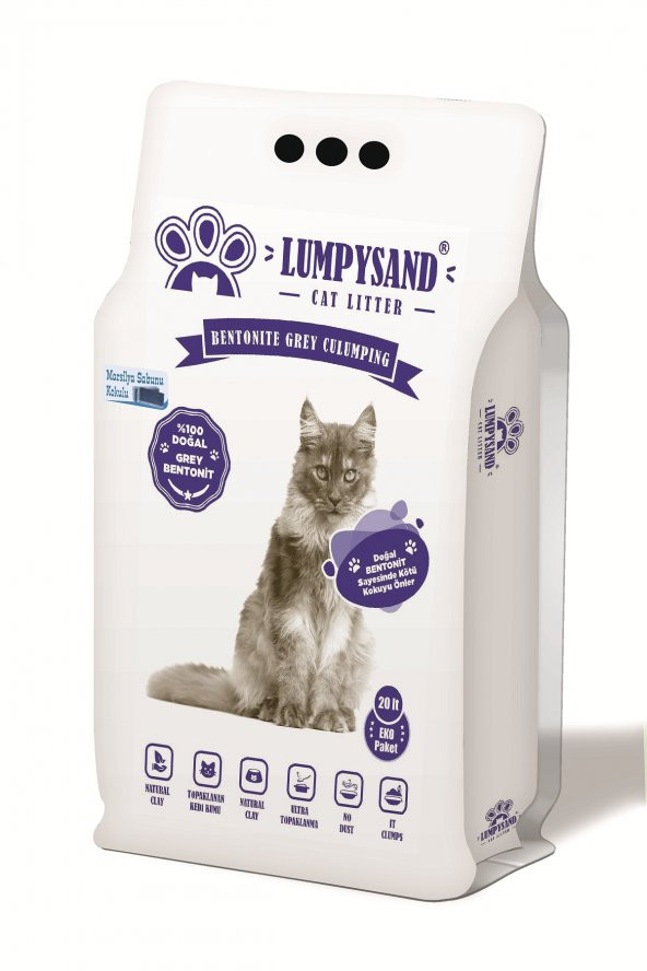 Lumpysand Cat Litter Marsilya Sabunlu Kedi Kumu 20 lt ince taneli