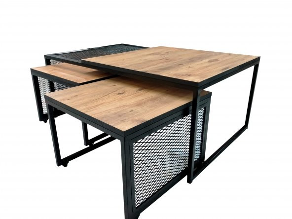 Nergiz 3 lü Metal Orta Sehpa