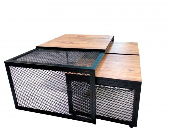 Nergiz 3 lü Metal Orta Sehpa - 2