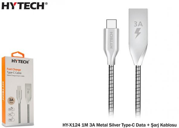 Hytech Metal Type-C Şarj ve Data Kablosu 1metre 3Amper