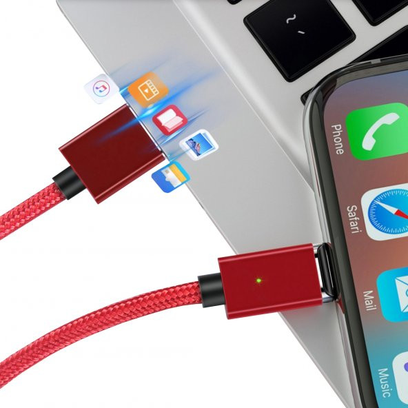 FitPlus Manyetik Mıknatıslı Lightning Hızlı Şarj Kablosu QC 3.0 Silver - 6