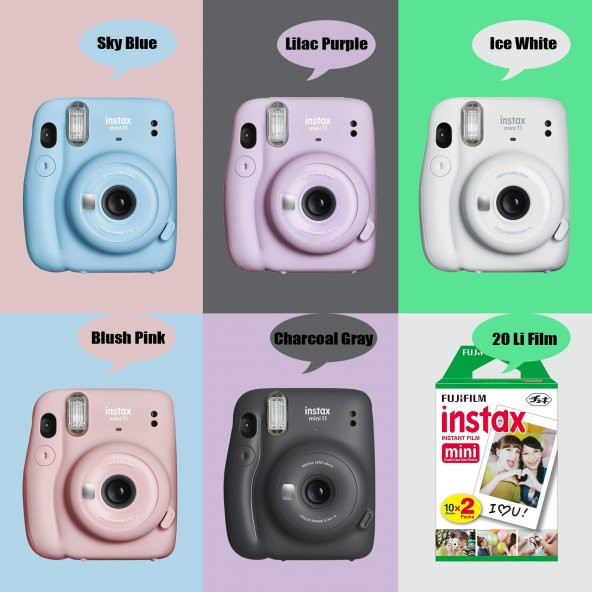 Fujifilm İnstax Mini 11 Fotoğraf Makinesi+Askı+pil+20'li Film
