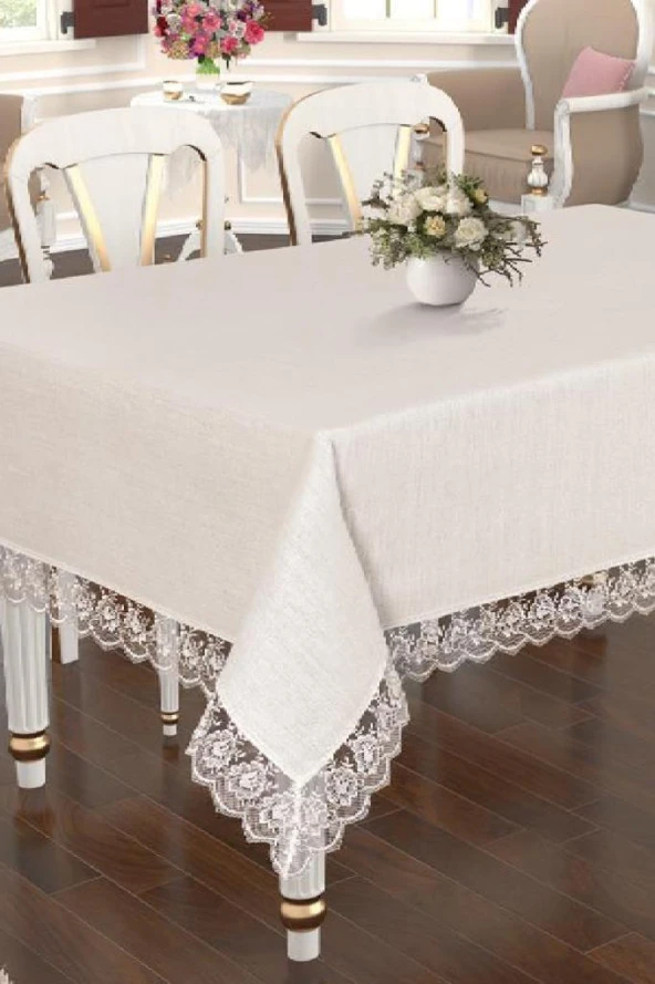 Çeyiz Diyarı Lalezar Masa Örtüsü Krem - Resim 2