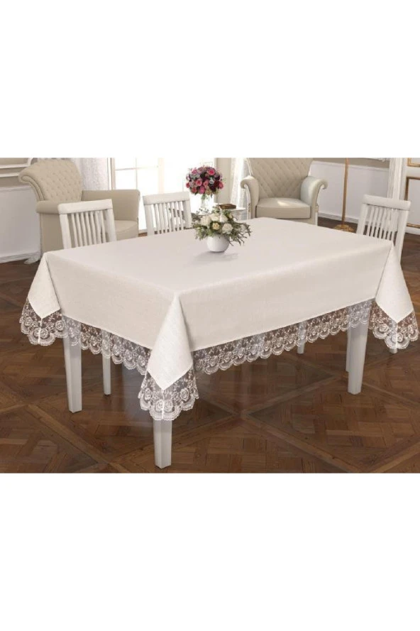 Çeyiz Diyarı Kure Masa Örtüsü Krem - Resim 3