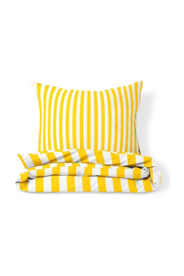 Back To Basics - Sarı Çizgili Çift Kişilik Nevresim Takımı - Resim 2