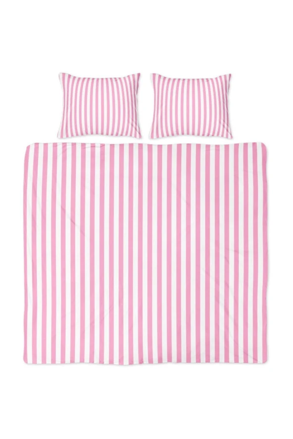 Back To Basics - Pembe Çizgili Tek Kişilik Nevresim Takımı