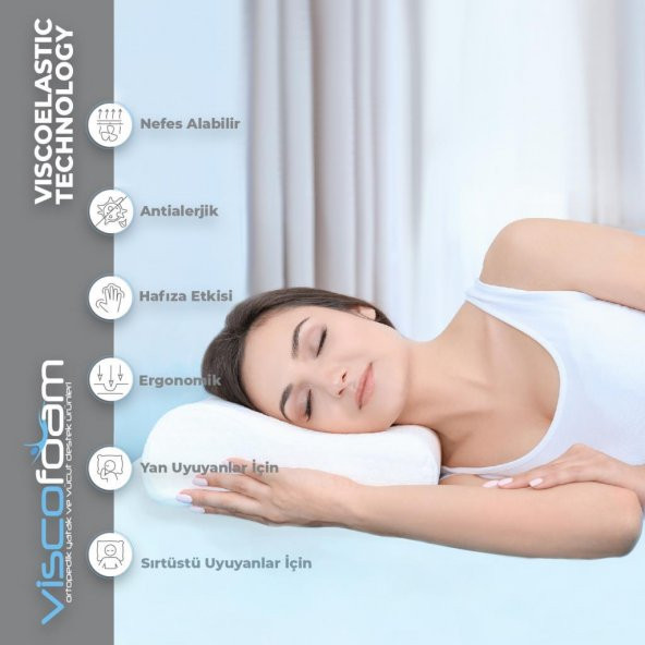 Estela Terletmeyen Boyun Destekli Ortopedik Yastık Jelli Visco Yastık - 60x37x11-9cm - 6