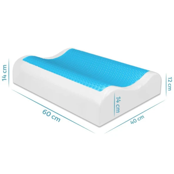 Viscofoam Anatolia Yüksek Terletmeyen Boyun Destekli Ortopedik Yastık Jelli Visco Yastık - 60x40x14-12cm - 2