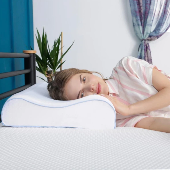 Viscofoam Anatolia Yüksek Terletmeyen Boyun Destekli Ortopedik Yastık Jelli Visco Yastık - 60x40x14-12cm - 4