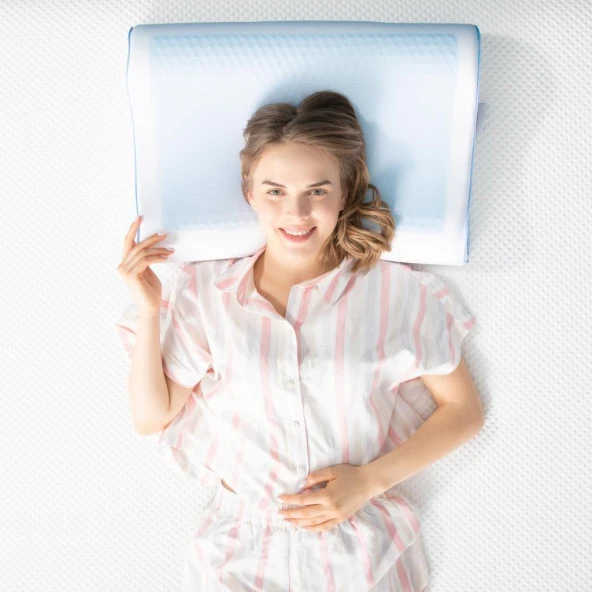 Viscofoam Anatolia Yüksek Terletmeyen Boyun Destekli Ortopedik Yastık Jelli Visco Yastık - 60x40x14-12cm - 5