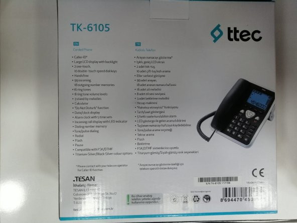TTEC TK-6105 Siyah-Gümüş Masa Üstü Telefon - 3