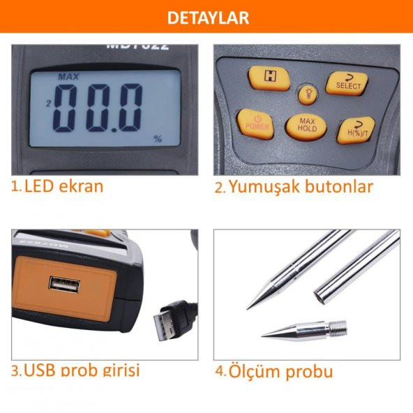 Wellhise MD7822 Dijital Tahıl Nemi Ölçer - 10