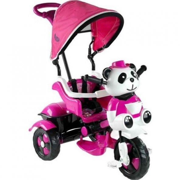 Babyhope 127 Little Panda Pembe Üç Teker Ebeveyn Kontrollü Tenteli Müzikli Tricycle Bisiklet PEMBE