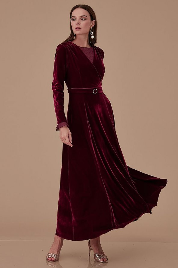Elbise-Bordo- Kayra-KA-A9-23038-26 - 4