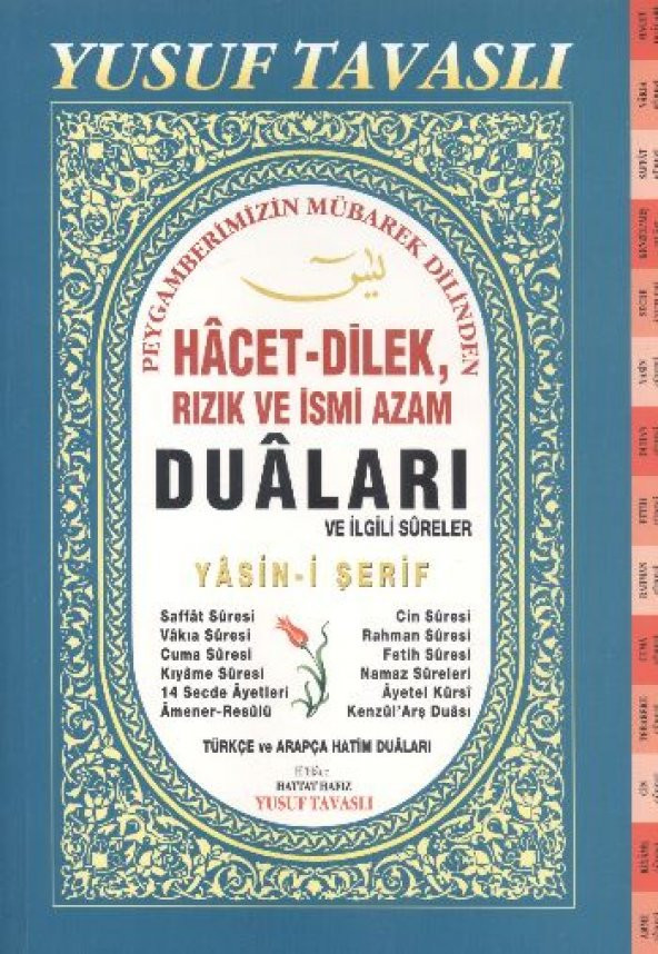 Hacet Dilek Rızık ve İsmi Azam Duaları Yasin-i Şerif Fihristli Dergi Boy