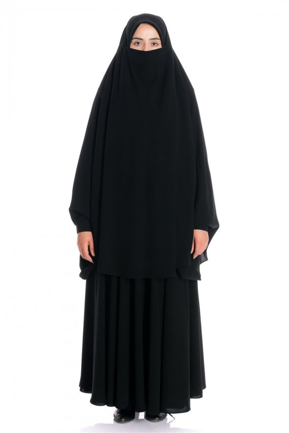 Krep Peçeli Ayrı Siyah Çarşaf - Resim 2