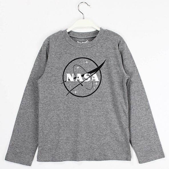 NASA Kabartma Baskılı Mevsimlik Erkek Çocuk Uzun Kollu T-Shirt