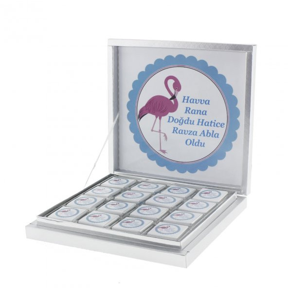 48 Adet İsim Etiketli Flamingo Madlen Bebek Çikolatası - 4