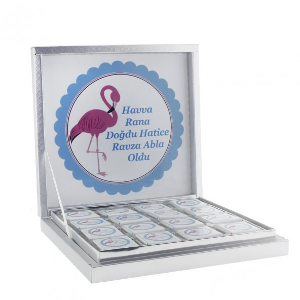 48 Adet İsim Etiketli Flamingo Madlen Bebek Çikolatası - 6