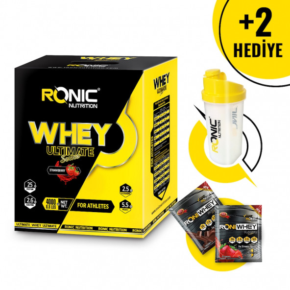 Ronic Nutrition Whey Ultimate Protein Tozu Çikolatalı 4 Kg +2 Adet Hediyeli ( Shaker&Tekli Whey)