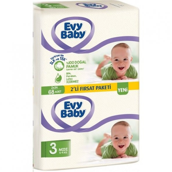 Evy Baby Bebek Bezi Midi 2li Paket 68li No:3