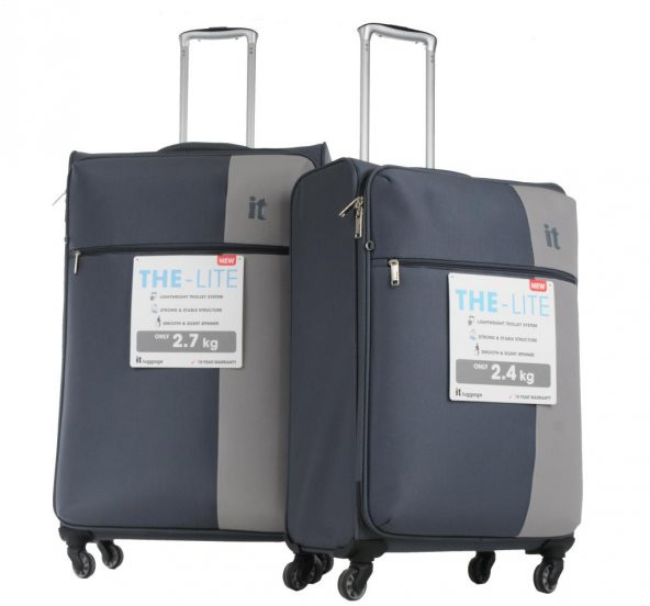 İT Luggage Ultra Light Kumaş Valiz Büyük ve Orta Boy Seti Gri 2152