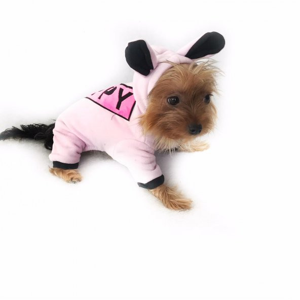 Pink Happy Köpek Tulumu Köpek Kıyafeti