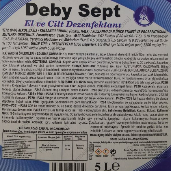 Deby Sept El ve Cilt Dezenfektanı 5 Lt (5000 Ml) - 2