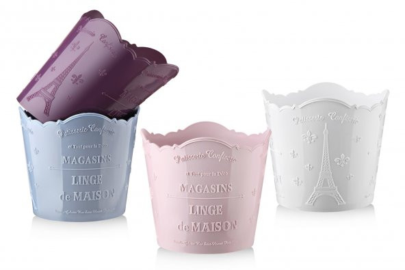 4lü Eiffel Gri Yuvarlak Organizer Sepet - Resim 2