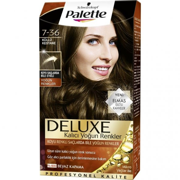 Palette Deluxe Saç Boyası Yoğun Küllü Kestane 7.36 50 ml
