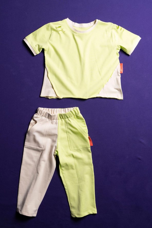 Moi Noi Unisex Çocuk Çift Renkli Pantolonlu 2 Parça Takım
