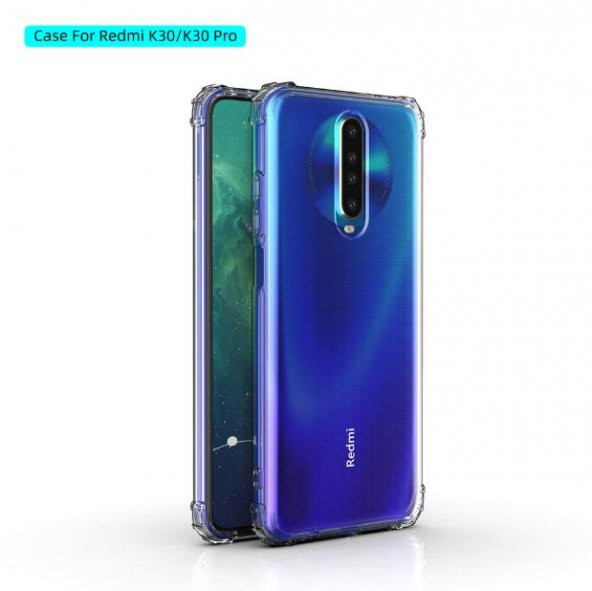 Xiaomi Redmi K30 Köşeleri Airbagli Tamamen Şeffaf Anti Şok Kılıf - 4