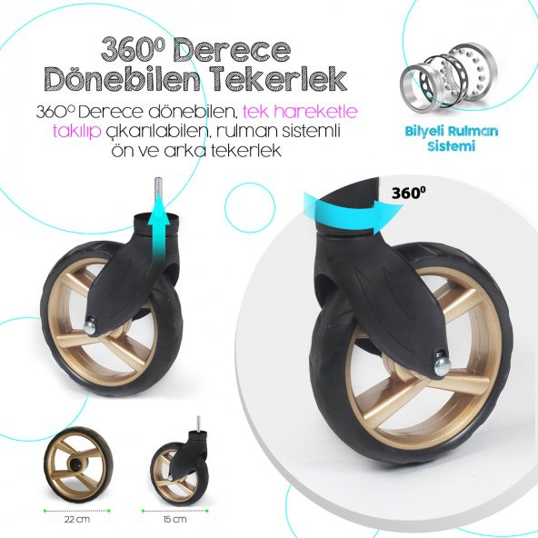 Kiwi 6in1 Bir Arada Yeni Doğan Paketi City Way Bebek Arabası +Nova Bebek Beşiği - 10