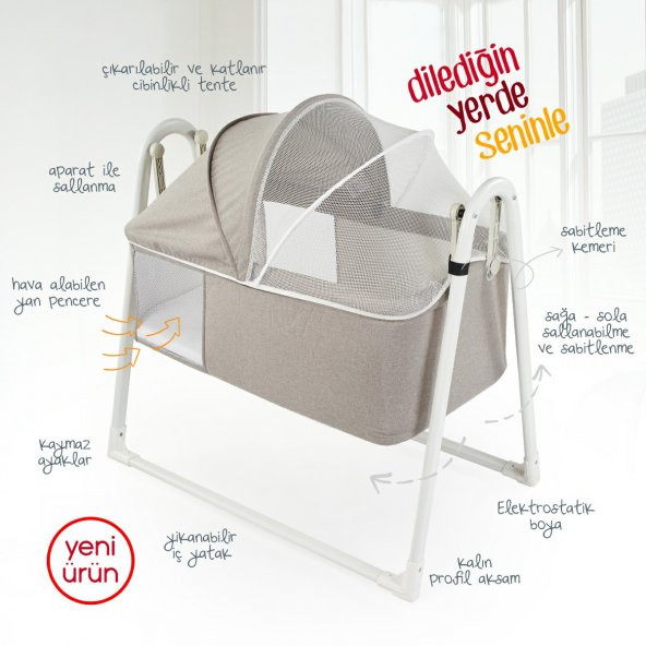 Kiwi 6in1 Bir Arada Yeni Doğan Paketi City Way Bebek Arabası +Nova Bebek Beşiği - 8
