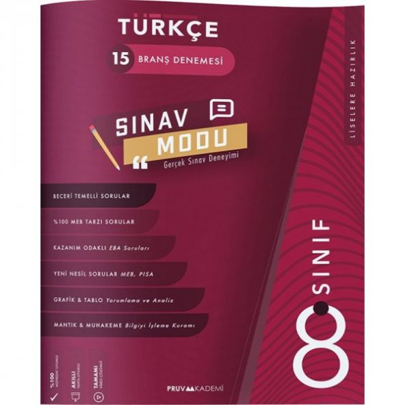PRUVA AKADEMİ 8. Sınıf TÜRKÇE 15 BRANŞ DENEMESİ 2020