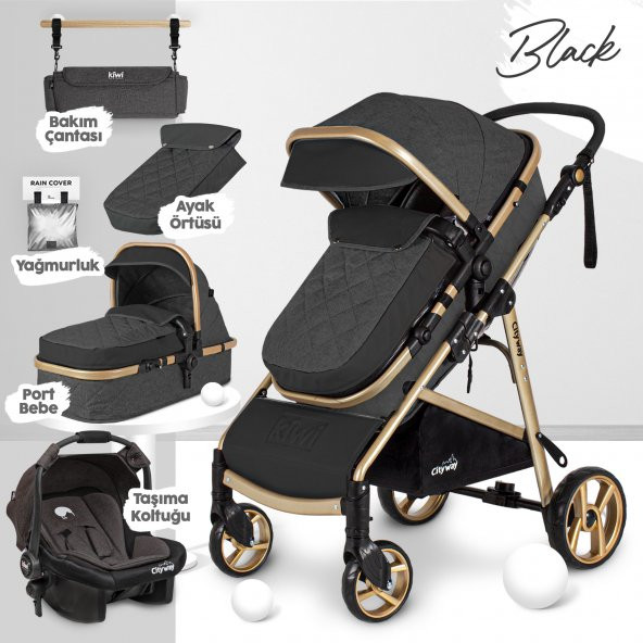 Kiwi City Way 5 in 1 Bebek Arabasi Taşıma Koltuğu Bakım Çantası Yağmurluk - 3