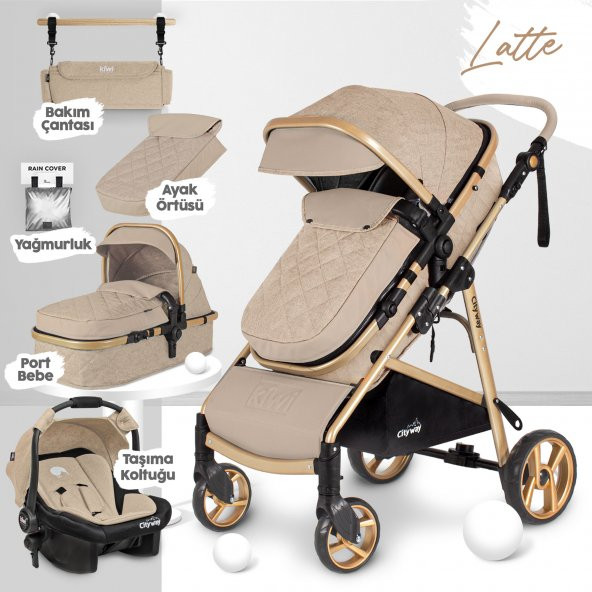 Kiwi City Way 5 in 1 Bebek Arabasi Taşıma Koltuğu Bakım Çantası Yağmurluk - 6