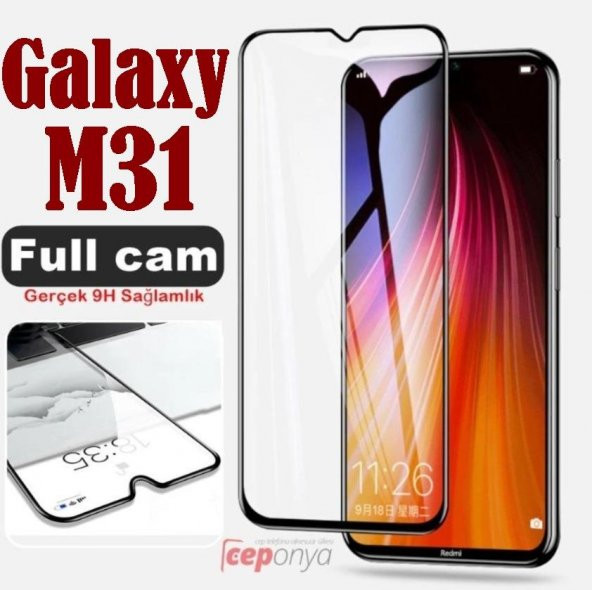 Galaxy M31 Kenarları Kırılmaya Dayanıklı Ekranı Full Kaplayan Cam - 9