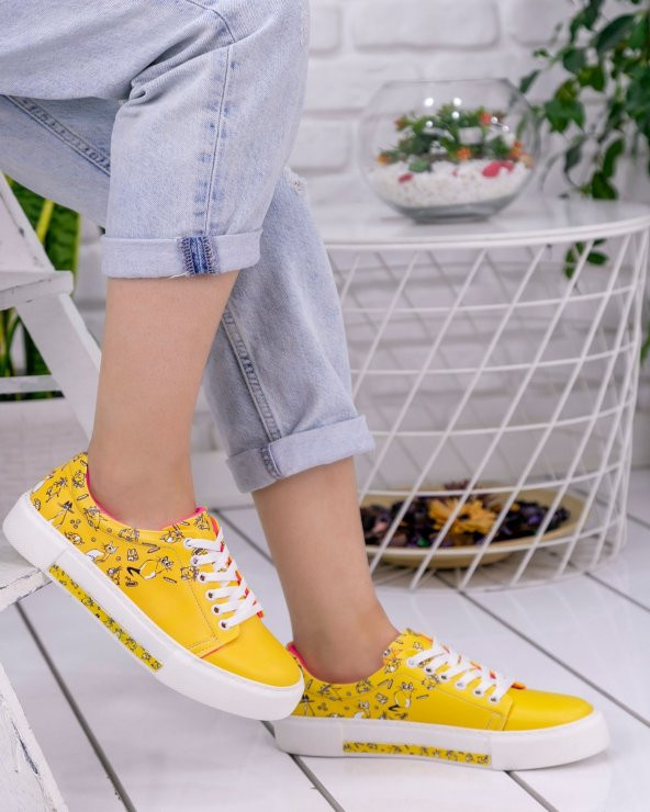 Marci Sarı Cilt Kedi Detaylı Spor Ayakkabı