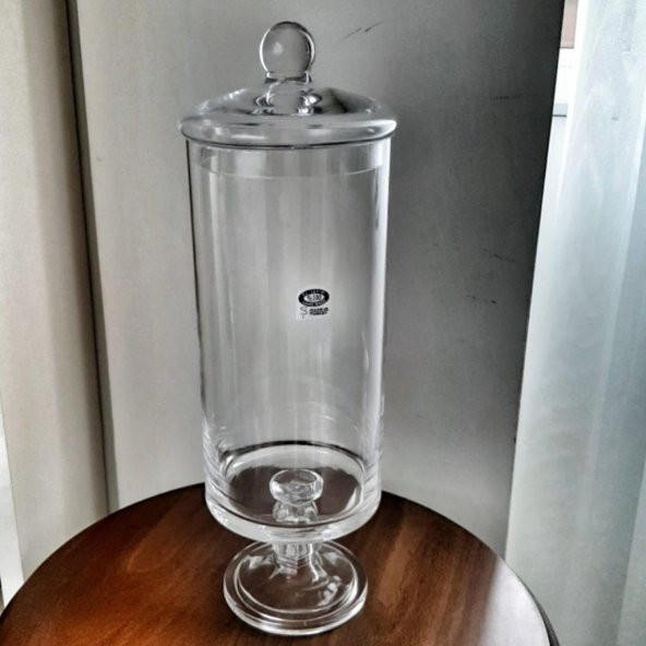 Cam Kapaklı Ayaklı Şekerlik 40Cm Uzun Fanus
