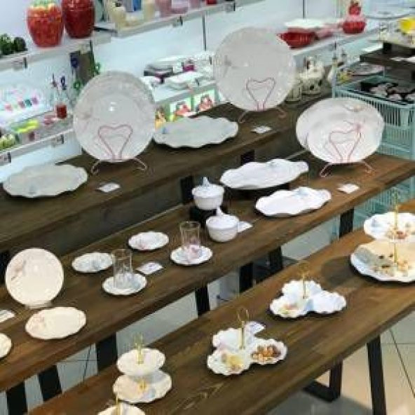 Kuşlu 6lı Pasta Tabağı,Porselen Tatlı Tabak - 5