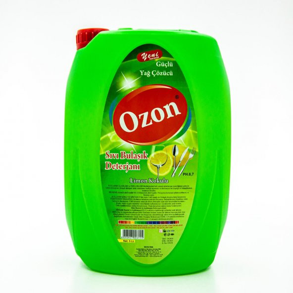 OZON Sıvı Bulaşık Deterjanı Limon Kokulu 5L Yeni ve Güçlü Formül