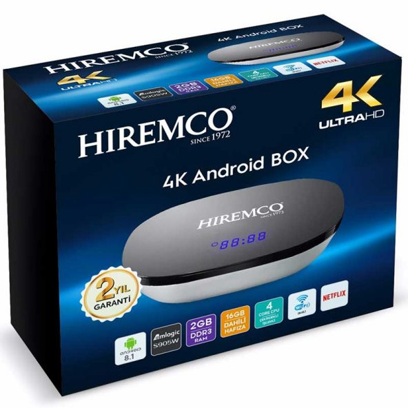 HIREMCO SMART 2 4K 8.1 ANDROID BOX 2GB DDR3 RAM DAHİLİ WİFİ NETFL