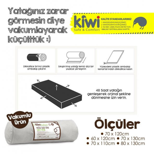 Kiwi 100 Organik Kuzu Yünü Bebek Yatağı - 4