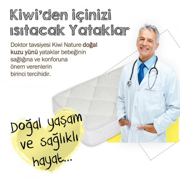 Kiwi 100 Organik Kuzu Yünü Bebek Yatağı - 8