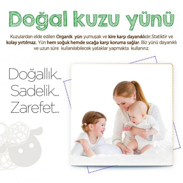 Kiwi 100 Organik Kuzu Yünü Bebek Yatağı - 9