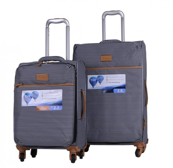 IT Luggage Orta ve Kabin Boy Kumaş Valiz İkili Set Çizgili Siyah 2262