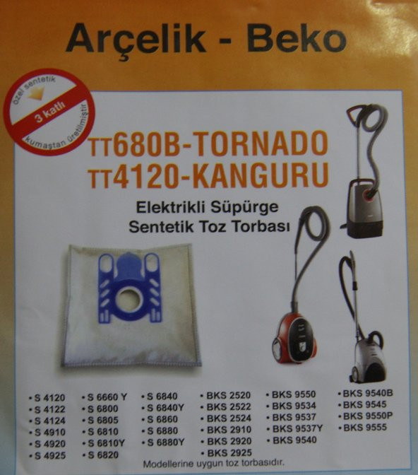 ARÇELİK TORNADO TO 4120 TO 4125 TO 4210 TO 5120  Toz Torbası (10 ADET)